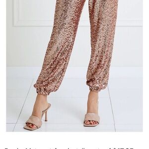 MAJORELLE Rose Gold Sequin Jogger Pants
